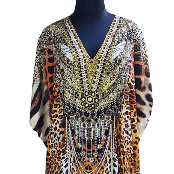 Leopard Print Kaftan-Animal Print Kaftan Dress New Caftans - Picture 5 of 5